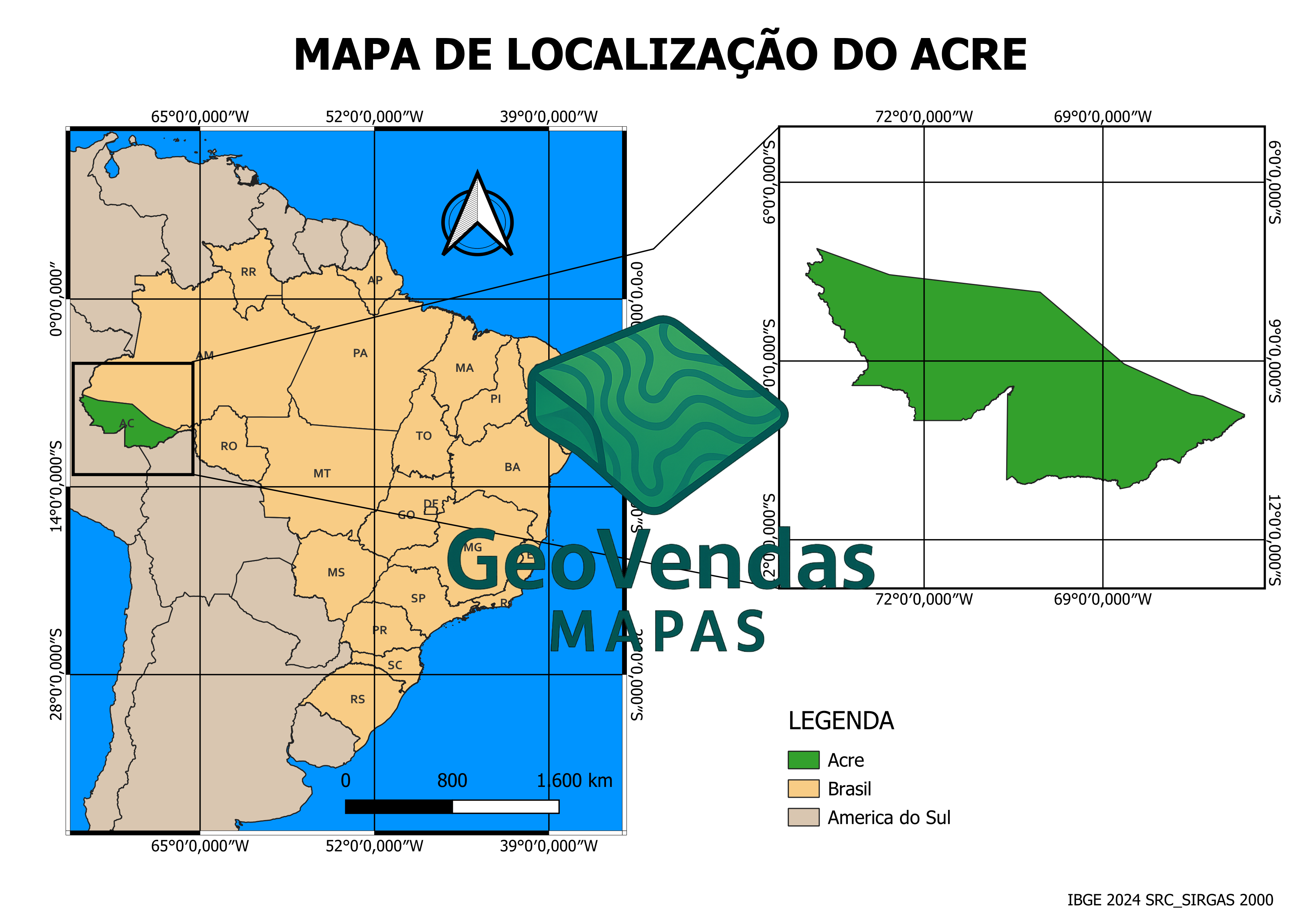 Mapa de localização do Acre